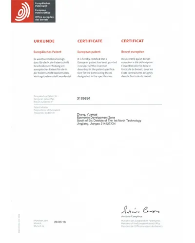Patent Authorization Certificate - Europe